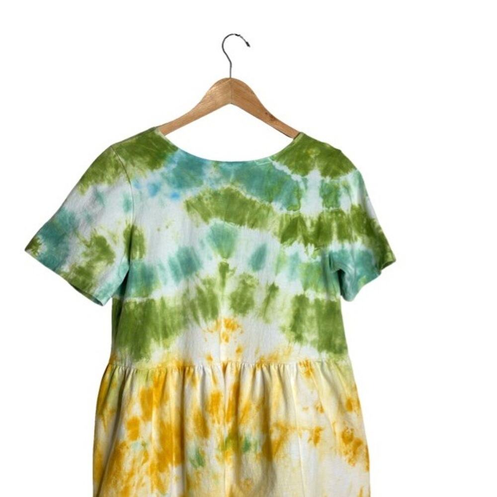Dharma Trading Dress Maxi Yellow Tie Dye Pockets Size Medium Hippie Casual Tent - Picture 5 of 7